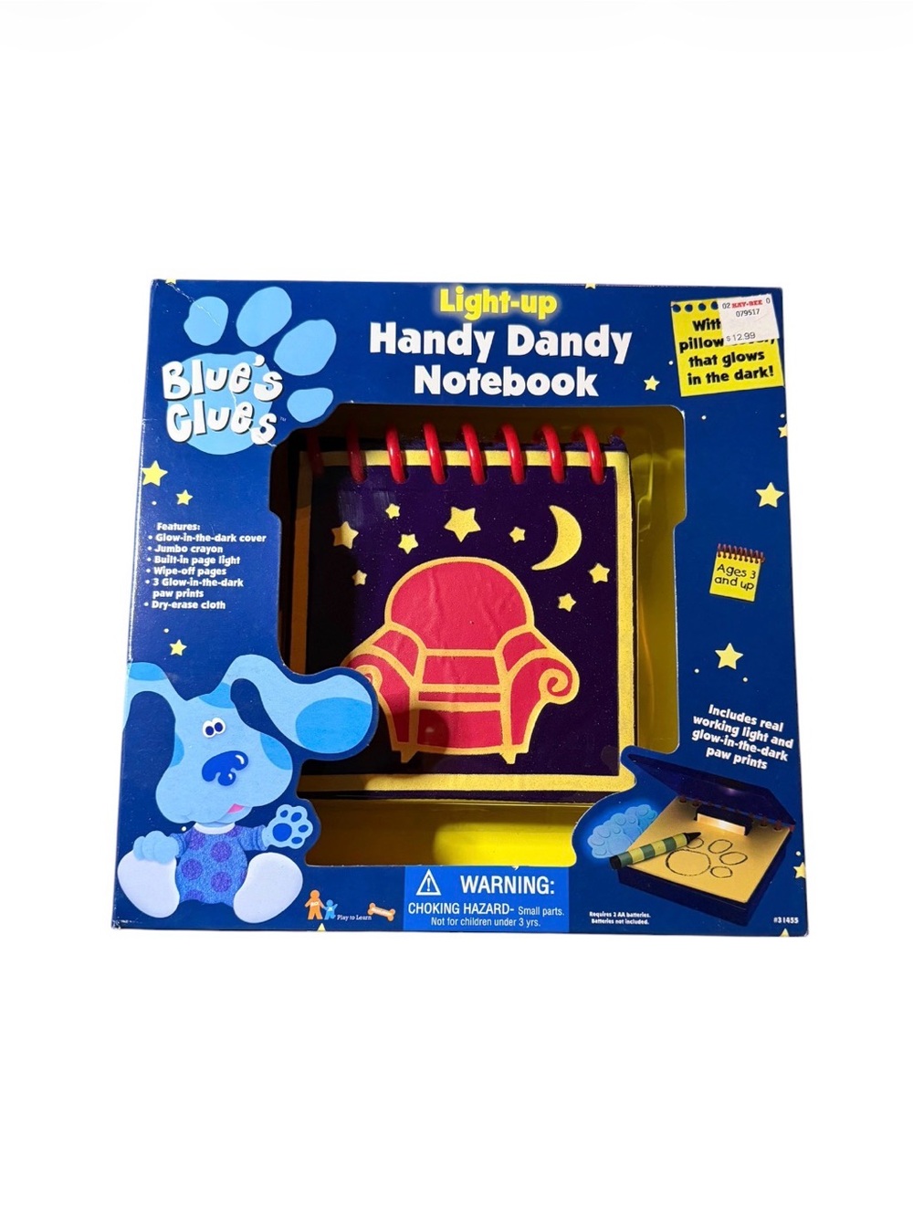 Blue's Clues Steve Thinking Chair Crayon Light Up Handy Dandy Notebook RARE NEW